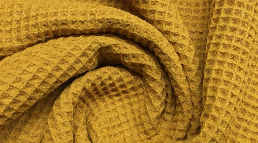 Piqué Waffle Algodón mostaza