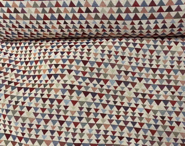 TELA GOBELÍN-CRETONA TRIÁNGULOS MULTICOLOR