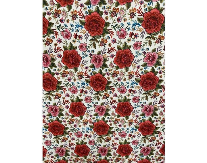 Tejido con estampado de mantón de Manila fondo Blanco