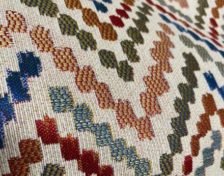 Tela gobelín-cretona zig-zag multicolor