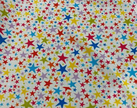 Tela Stretch estrellas multicolor