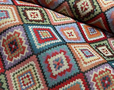 Tela gobelín-cretona rombos multicolor 2