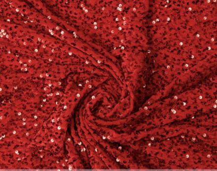 Tejido terciopelo rojo con lentejuela