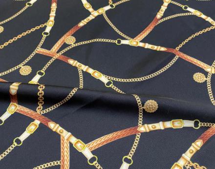 Tela satén fino estampado cadenas